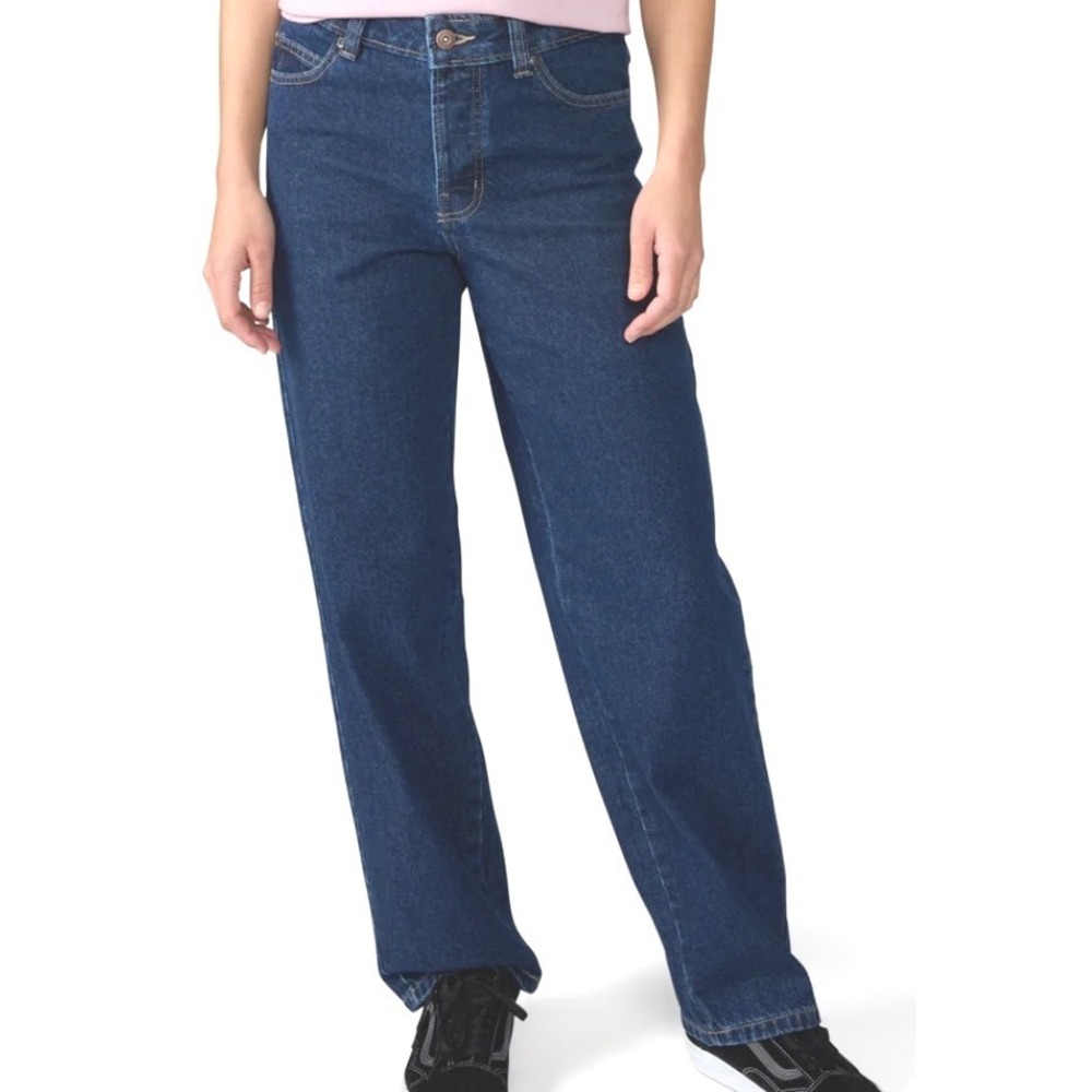 Dickies Womens High Waisted Straight Leg Jeans Dark Wash Blue FD110SNB Size 8 TL